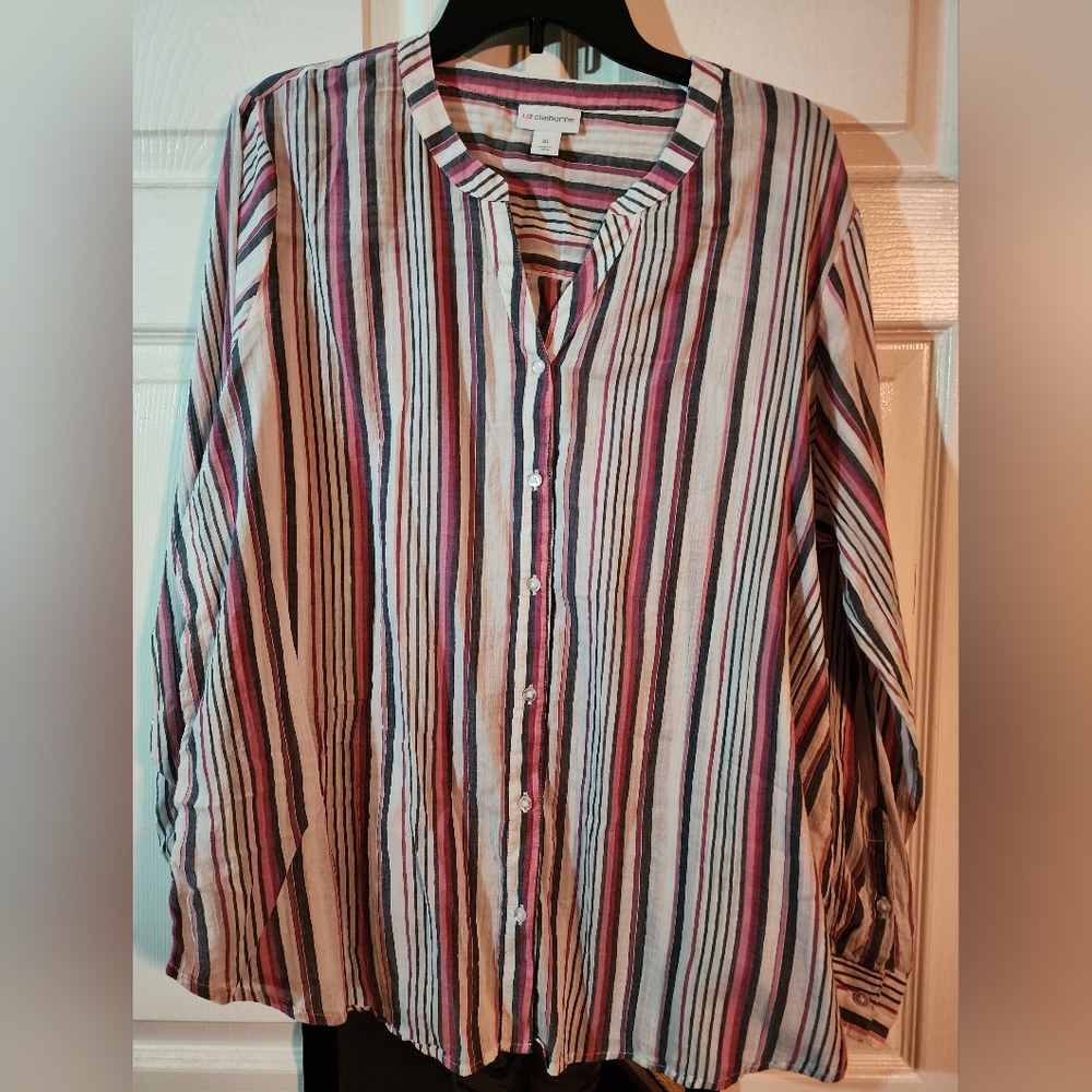Liz Claiborne striped button-up blouse